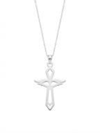 Dije de cruz con símbolo del Espíritu Santo en plata