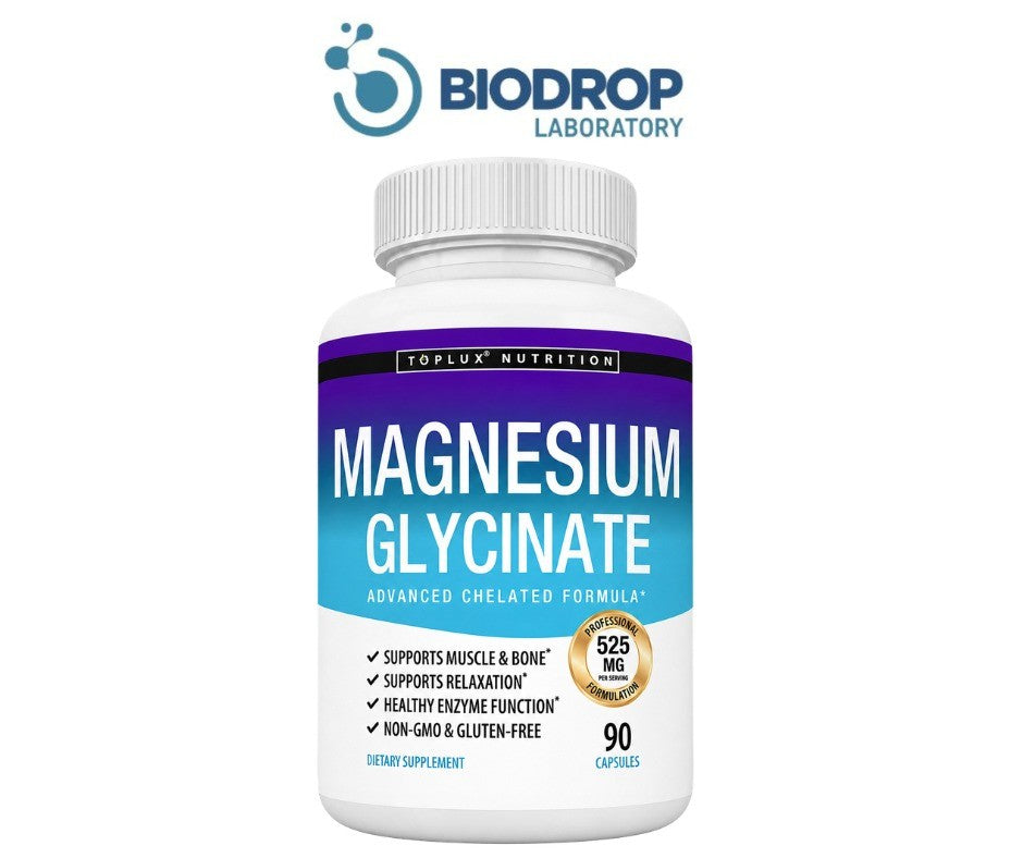 Frasco de Magnesium Glycinate Toplux de 90 cápsulas