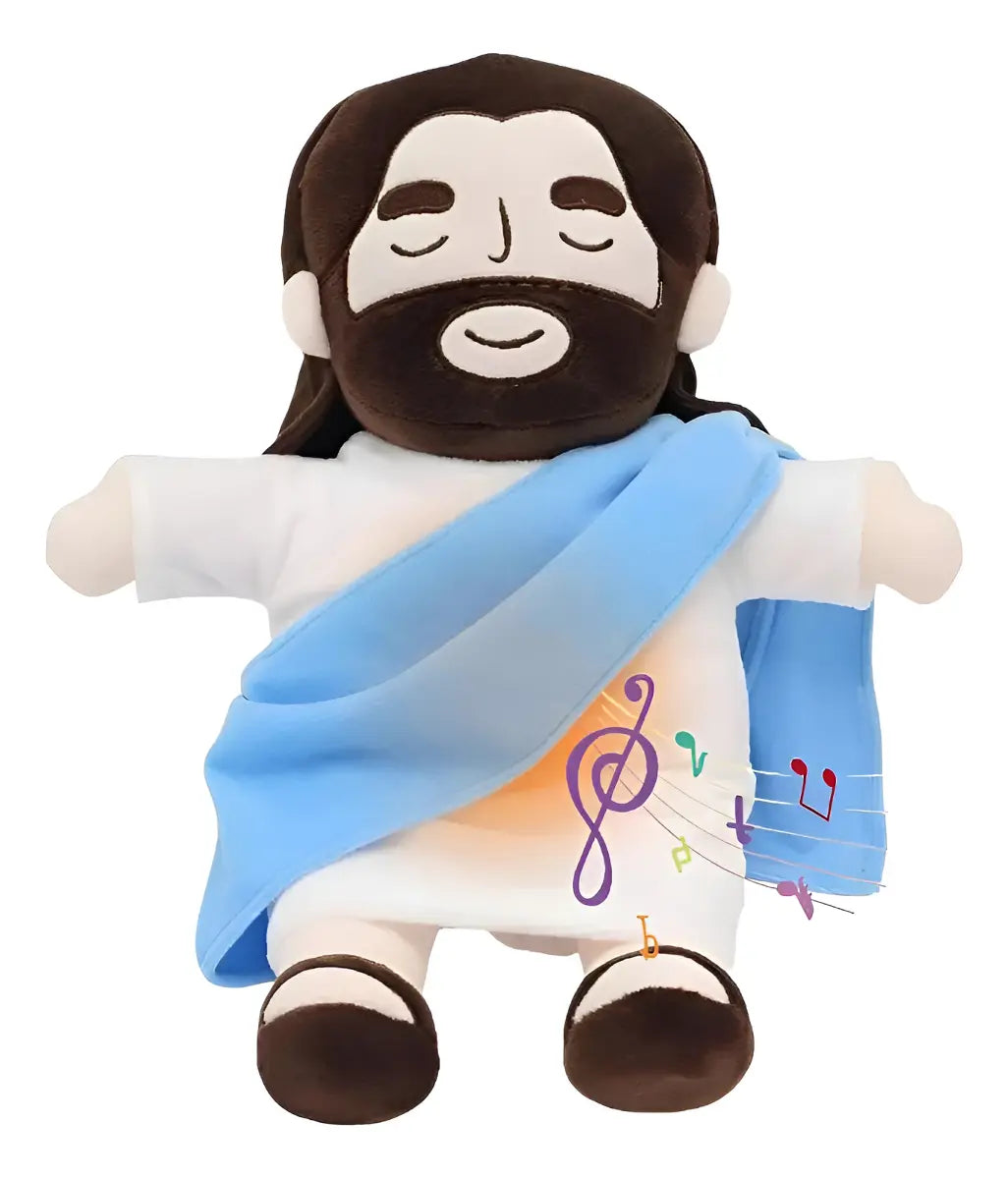 Peluche de Jesús que respira, vista de cerca
