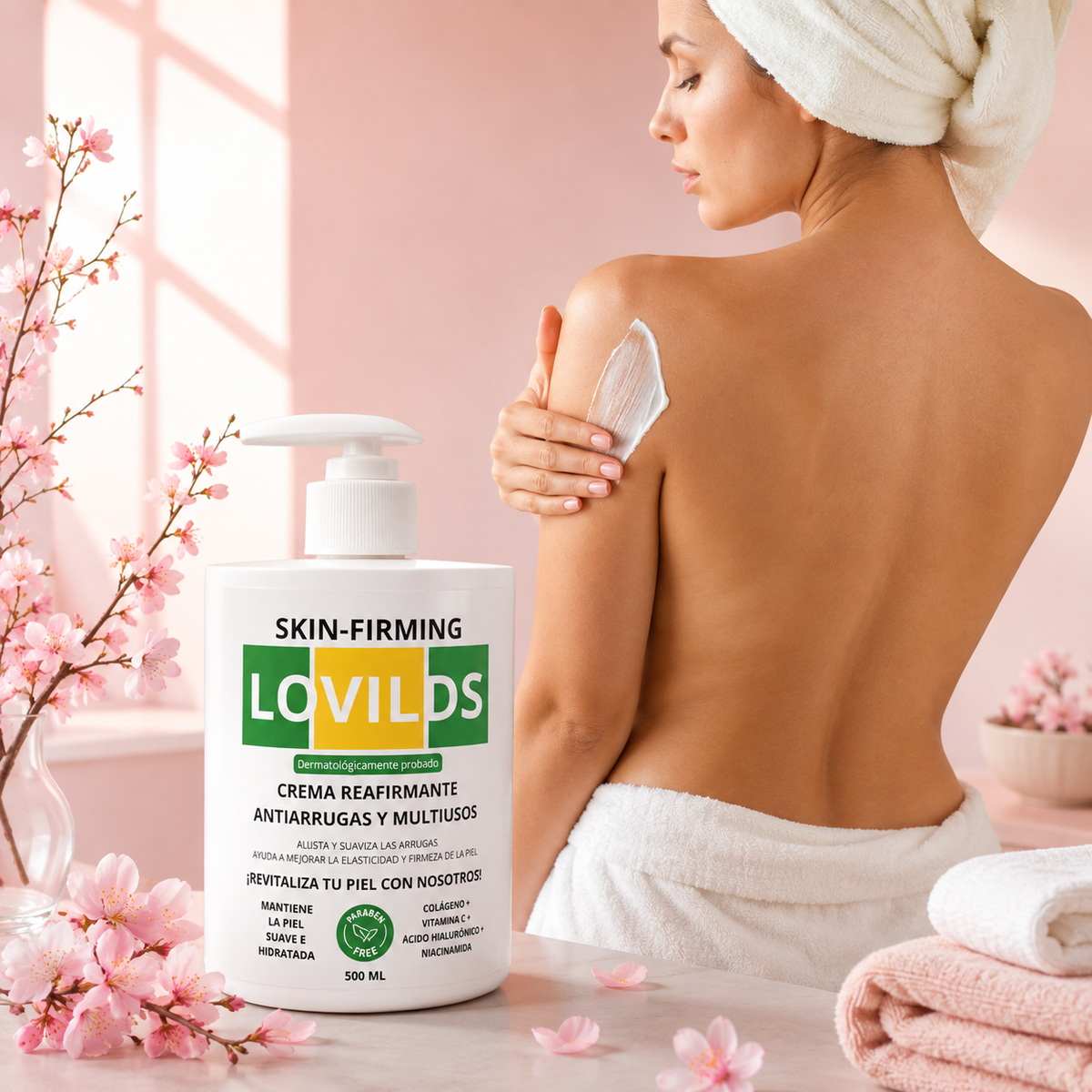 Frasco con dosificador de la crema Lovilds