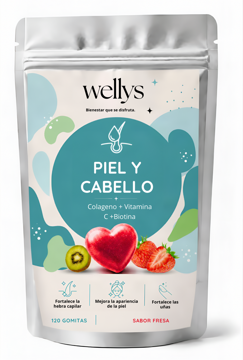 Frasco de gomitas piel y cabello de 120 unidades
