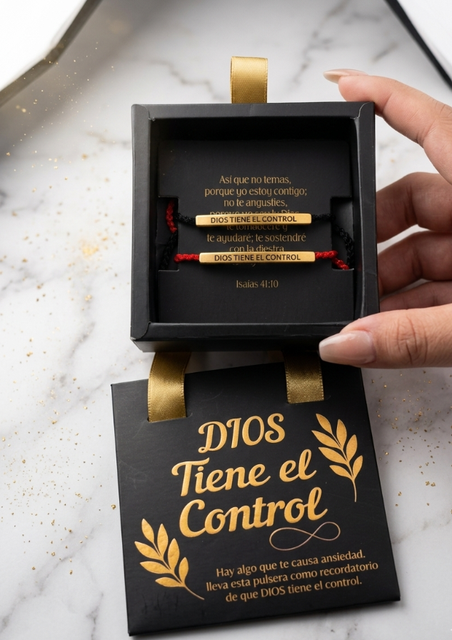 Pulseras negra y roja en caja de lujo