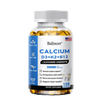 Balincer Calcium D3 + K2 + B12 90 Cápsulas, producto aislado sobre fondo transparente