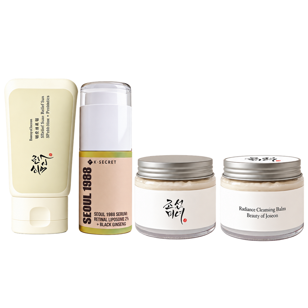 Kit rutina coreana, producto aislado sobre fondo transparente.