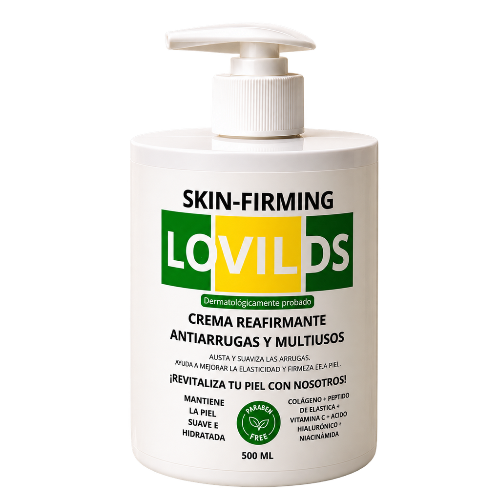 Lovilds Crema Reafirmante Multipropósito 500 ml, producto aislado sobre fondo transparente