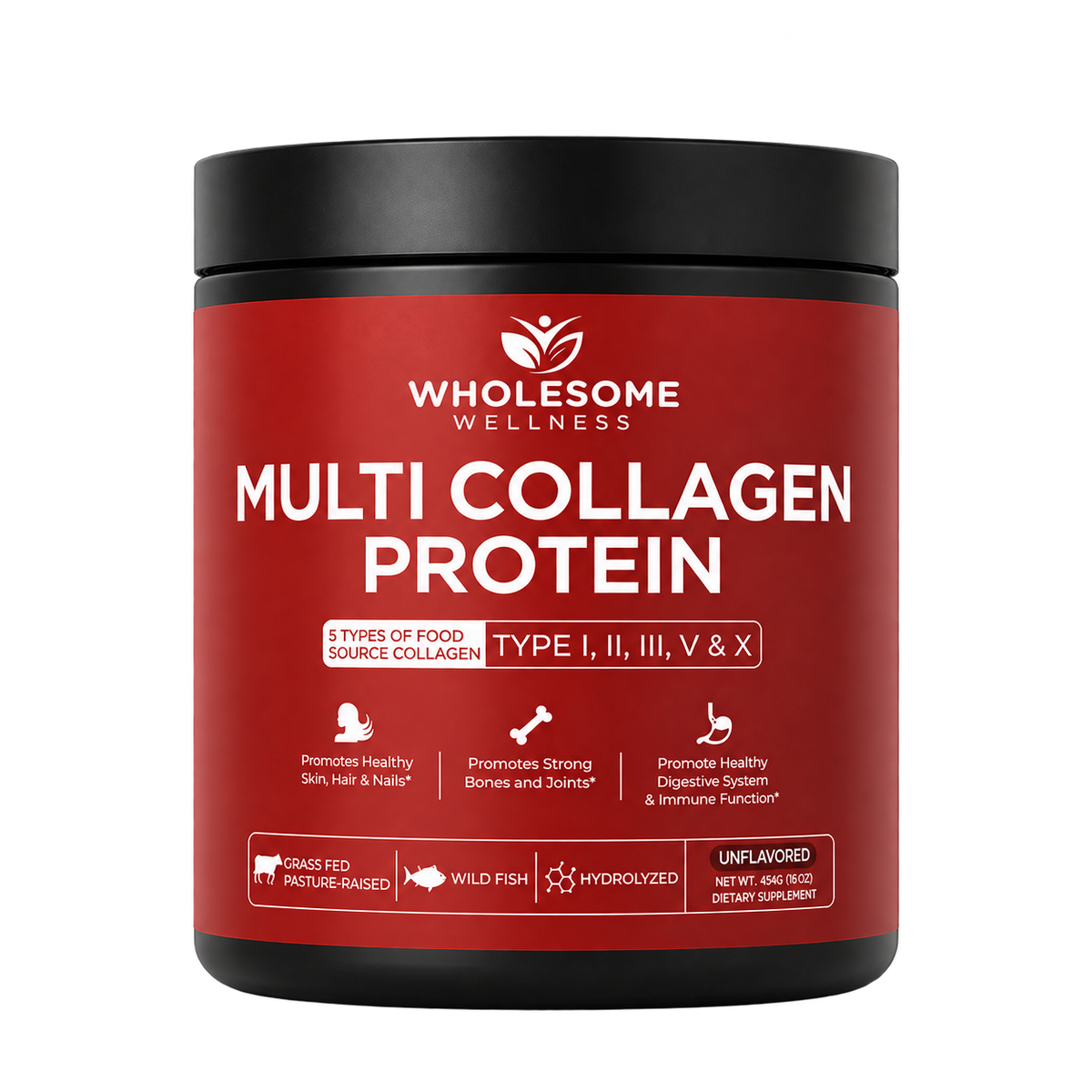 Multi Collagen Protein + Regalo, producto aislado sobre fondo transparente