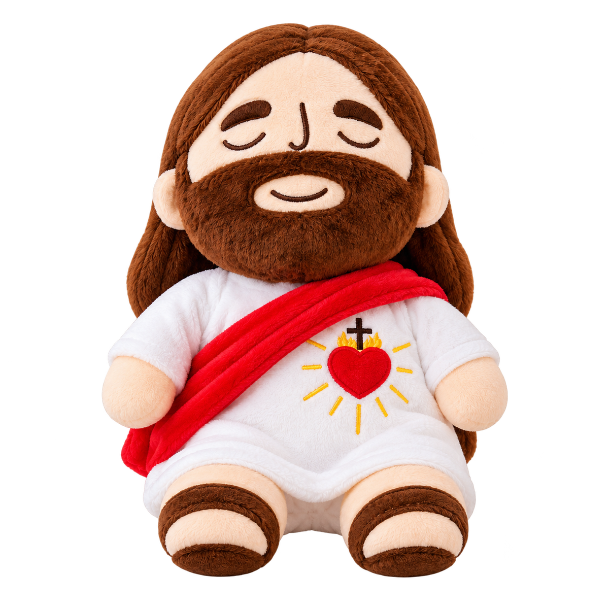 Peluche de Jesús antiestrés, producto aislado sobre fondo transparente.