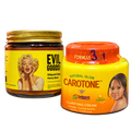 Sebo de res 100 ml y Carotone 135 g + regalo, producto aislado sobre fondo transparente.