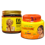 Sebo de res 100 ml y Carotone 135 g + regalo, producto aislado sobre fondo transparente.